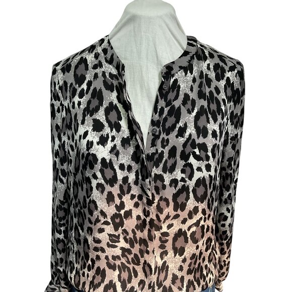 Joie Leopard Print Silk Blouse Button-Up With Placket Size M - Picture 1 of 6